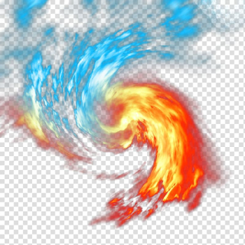 Red and blue swirling fire , Light Fire Flame, Ice and fire whirlpool transparent background PNG clipart
