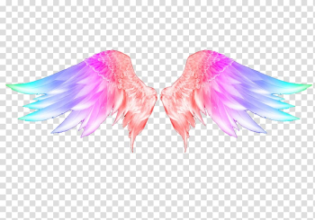 Snowflake Art Wing Feather , Colorful angel wings, orange, purple, and blue wings illustration transparent background PNG clipart