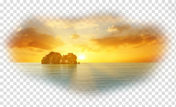 Sunset scenery, Light Shore Bank Sky , Beautiful sunrise over the sea Free transparent background PNG clipart