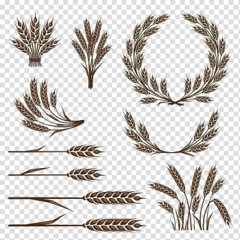 Laurel wreath illustration collage, Wheat Icon, Rice transparent background PNG clipart