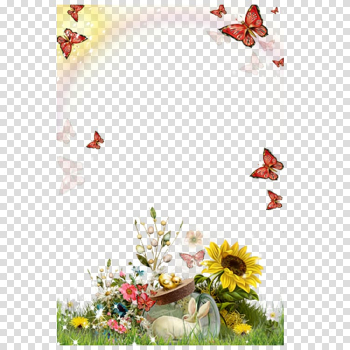 Red butterflies above sunflower , frame Android , Sunflower Flower Frame transparent background PNG clipart