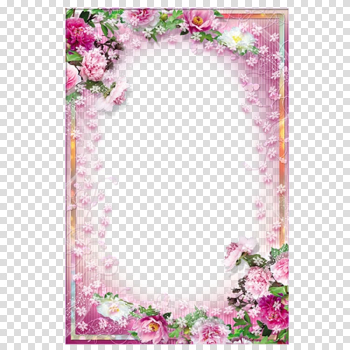 Pink floral frame illustration, frame Pink Application software , Warm pink flowers floral frame transparent background PNG clipart