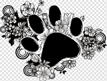 Cat food Dog, Cartoon hand-painted flowers and cat footprints transparent background PNG clipart
