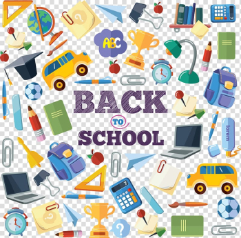 Back to school illustration, Illustration, colored school supplies transparent background PNG clipart