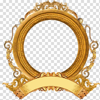 Round gold frame illustration, Mirror frame , Round Frame transparent background PNG clipart