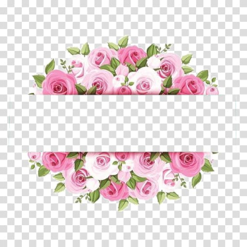 Pink watercolor flower borders transparent background PNG clipart