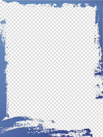 Simple Blue watercolor border frame transparent background PNG clipart