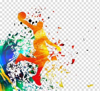 Basketball player illustration, Huangpu District NBA Basketball court, Colorful football transparent background PNG clipart