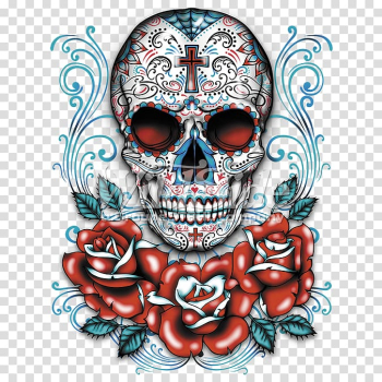 Sugar skull illustration, Calavera Day of the Dead T-shirt Skull Clothing, sugar skulls transparent background PNG clipart