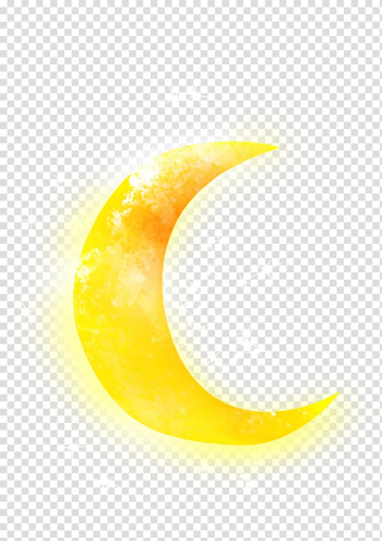 Yellow crescent moon illustration, Light Full moon Night sky, moon transparent background PNG clipart