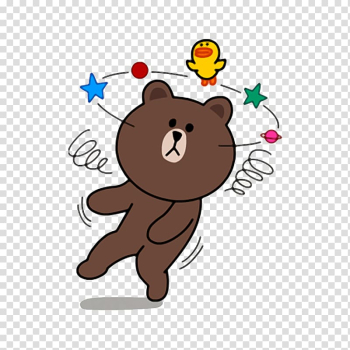 Borwn bear illustration, Sticker LINE BROWN FARM Bear Line Friends, ramadan flyer transparent background PNG clipart