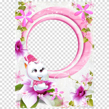 Cartoon Cuteness, Pink Flower Frame transparent background PNG clipart