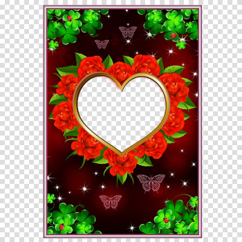 Heart mirror with flowers illustration, Love Frames frame 54 Cards Digital frame, Rose Flower Frame transparent background PNG clipart