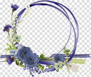 Purple and blue floral wreath , Frames, Purple circle border transparent background PNG clipart