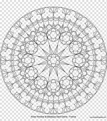 Rose window at Bastique Saint Denis France illustration, Rose window Stained glass Coloring book, gothic pattern transparent background PNG clipart
