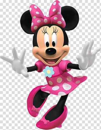 Smiling Minnie Mouse illustration, Minnie Mouse Mickey Mouse Pink Ribbon, minnie mouse transparent background PNG clipart