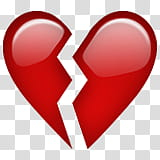 Broken in half red heart icon transparent background PNG clipart