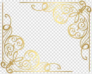 Brown floral border illustration, Gold , gold corner transparent background PNG clipart