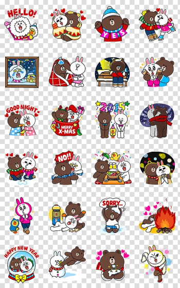 Sticker Line Friends LINE Rangers Label, happy chinese new year transparent background PNG clipart