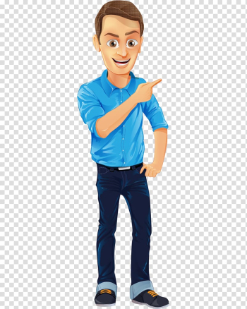 Character Male Cartoon, Short blue dress hand-painted cartoon man transparent background PNG clipart