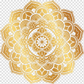Gold mandala sticker, Motif Pattern, Gold retro pattern transparent background PNG clipart