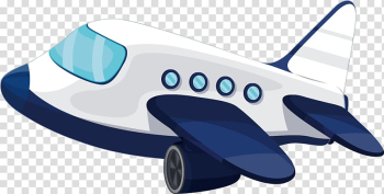 Airplane Aircraft Cartoon , Blue and white small aircraft transparent background PNG clipart