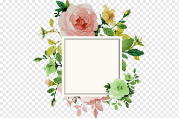 Wedding invitation Flower Rose, Flower Border, square white frame with floral background illustration, border, watercolor Painting, frame png