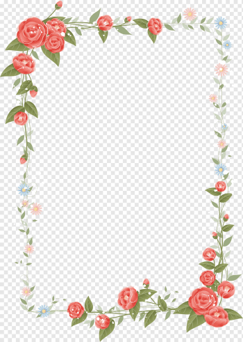 Border Flowers Floral design, rose frame, red, white, and green floral frame illustration, flower Arranging, leaf, rectangle png