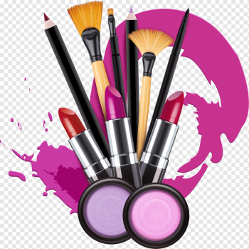 Cosmetics Lipstick Make-up artist graphy, Makeup, makeup brush and assorted-color lipstick, ink, perfume, happy Birthday Vector Images png