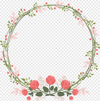 Wedding invitation Paper Flower Rose, Beautiful fresh garland border, green and pink flower wreaths, border, frame, flower Arranging png