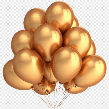 gold-colored balloons illustration, Balloon Gold Party Birthday, Balloon bouquet, color, gas Balloon, gold Balloon png
