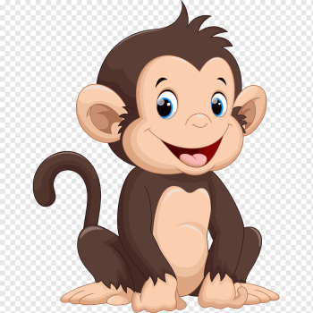 Monkey Cartoon Drawing Illustration, Happy little monkey, brown and beige monkey sticker, comics, mammal, cat Like Mammal png