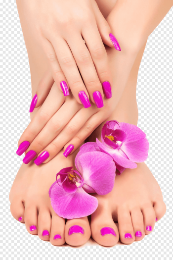Manicure Pedicure Nail Lotion Massage, Feet and hand close-up, pink nail polish, hand, fashion, foot png