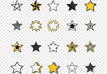 black and yellow stars, Euclidean Drawing Icon, hand-painted stars, watercolor Painting, stars, hand png