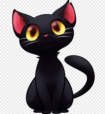 black cat illustration, Black cat Kitten Cartoon, Black Cat HD, mammal, animals, cat Like Mammal png