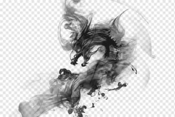 black shadow monster, China Ink Dragon, Ink Chinese Dragon, ink, cg Artwork, chinese Style png