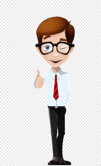 Cartoon Nerd Man Glasses, Cartoon business people, cartoon Character, white, hand png
