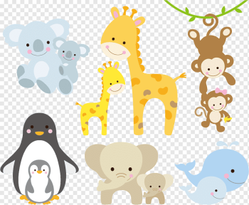 Giraffe Infant Illustration, Animal, assorted animated animals illustration, child, mammal, cat Like Mammal png