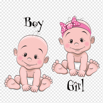 Infant Cartoon illustration, Cartoon male and female baby baby, two babies graphic art, love, cartoon Character, child png
