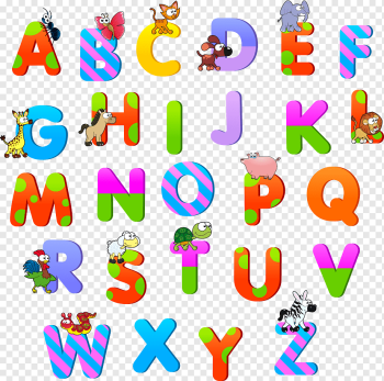 Alphabet Letter graphy Illustration, Cartoon alphabet material, alphabet illustration, cartoon Character, animals, text png