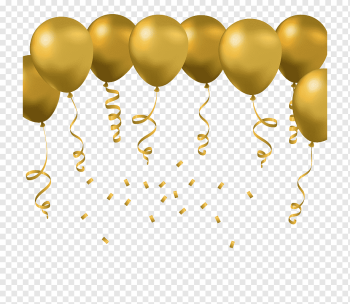 Toy balloon Euclidean, golden Balloon, yellow balloons artwork, ribbon, golden Frame, text png