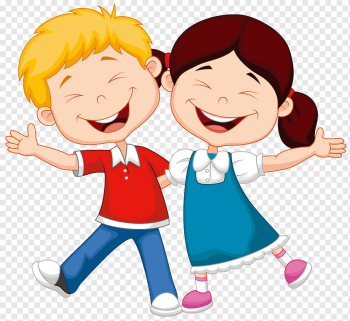 Cartoon Child Illustration, child, smiling boy and girl illustration, hand, people, friendship png