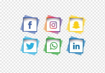 six Facebook, Instagram, Snapchat, Twitter, Whatsapp, and LinkedIn logos, Social media marketing Computer Icons, social media, text, logo, media png