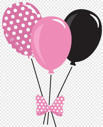 pink and black balloons illustration, Mickey Mouse Minnie Mouse Balloon, pink balloon, heroes, heart, mouse png