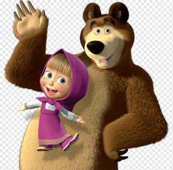 Masha and the Bear Animation, masha, brown bear illustration, mammal, child, animals png