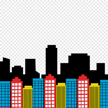 illustration of multicolored buildings, Diana Prince Batman Superman Superhero, skyline, comics, heroes, building png