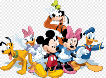 Mickey Mouse, Minnie Mouse, Donald Duck, Daisy Duck, Pluto and Goofy illustration, Mickey Mouse Minnie Mouse Daisy Duck The Walt Disney Company, mickey, heroes, friendship, vertebrate png