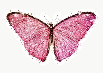 Glitter pink butterfly sticker with white border | Free  transparent png - 2355797