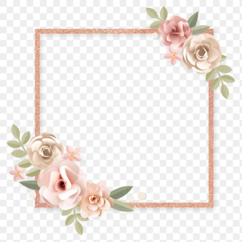 Png square paper craft flower badge