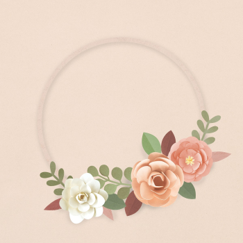 Round frame psd paper craft floral design